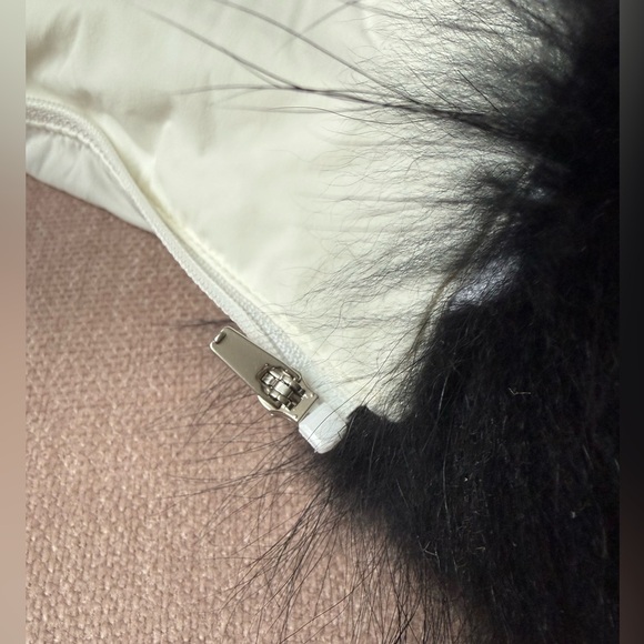White Down Hood with Real Black Fox Fur Trim main image 5